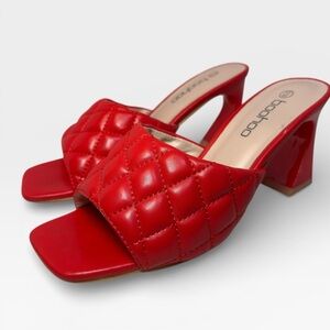 Boohoo Red Quilted Faux Leather 3 inch   Women's Heels EU 38 US 7.5 Galentines